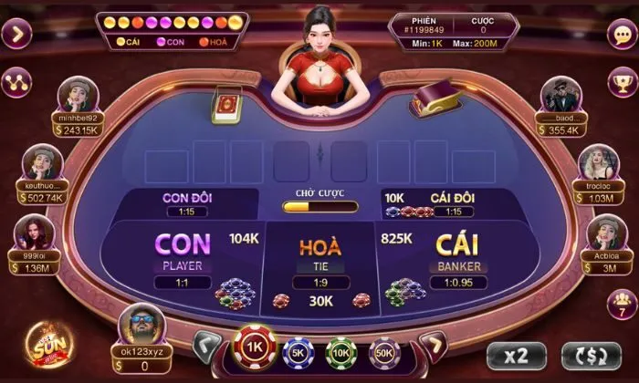Baccarat Kim Tài Sunwin Thiết kế giao diện đẹp mắt cùng hệ thống âm thanh sống động của Baccarat Kim Tài Sunwin