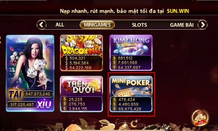 Trải nghiệm chơi cá cược Mini Poker đẳng cấp tại nhà cái Sunwin